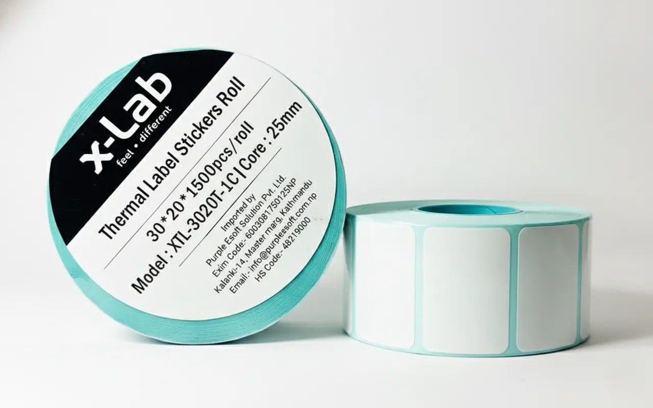 xLab XTL-3020DT-1C Thermal Label Stickers Roll, 30mm*20mm*1500